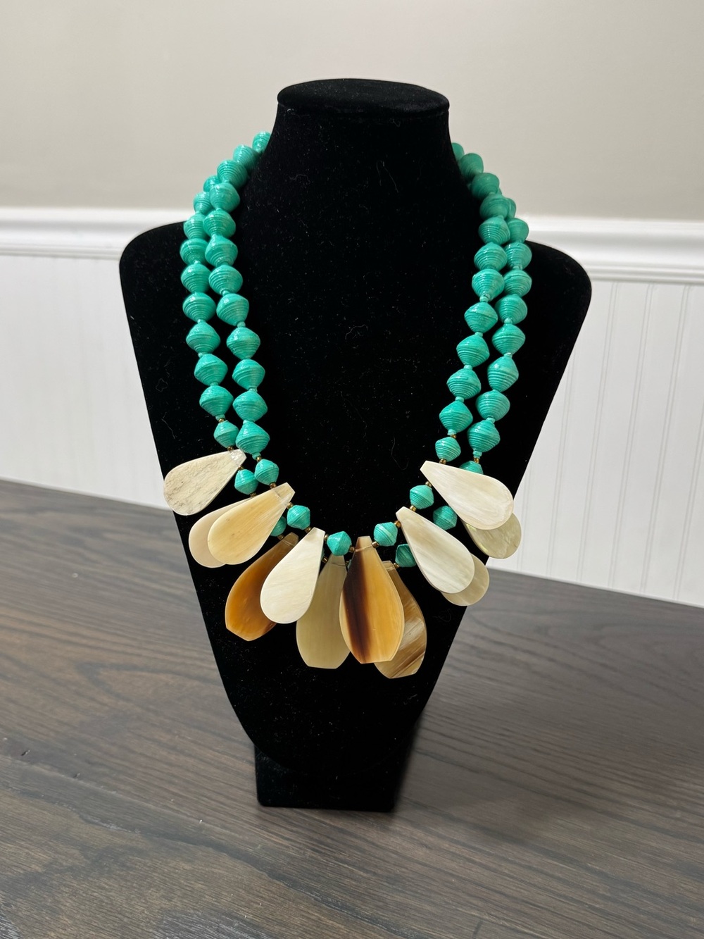 Noonday Collection Turquoise and Natural Teardrop Statement Necklace
